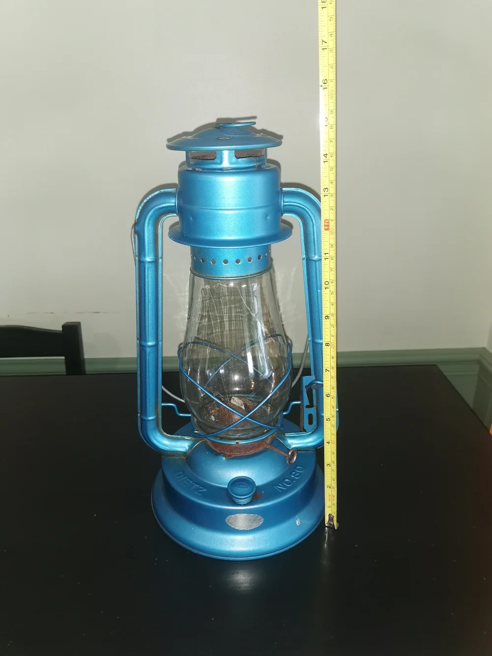 Vintage Dietz #80 Blizzard Hurricane Oil Lamp Lantern Blue